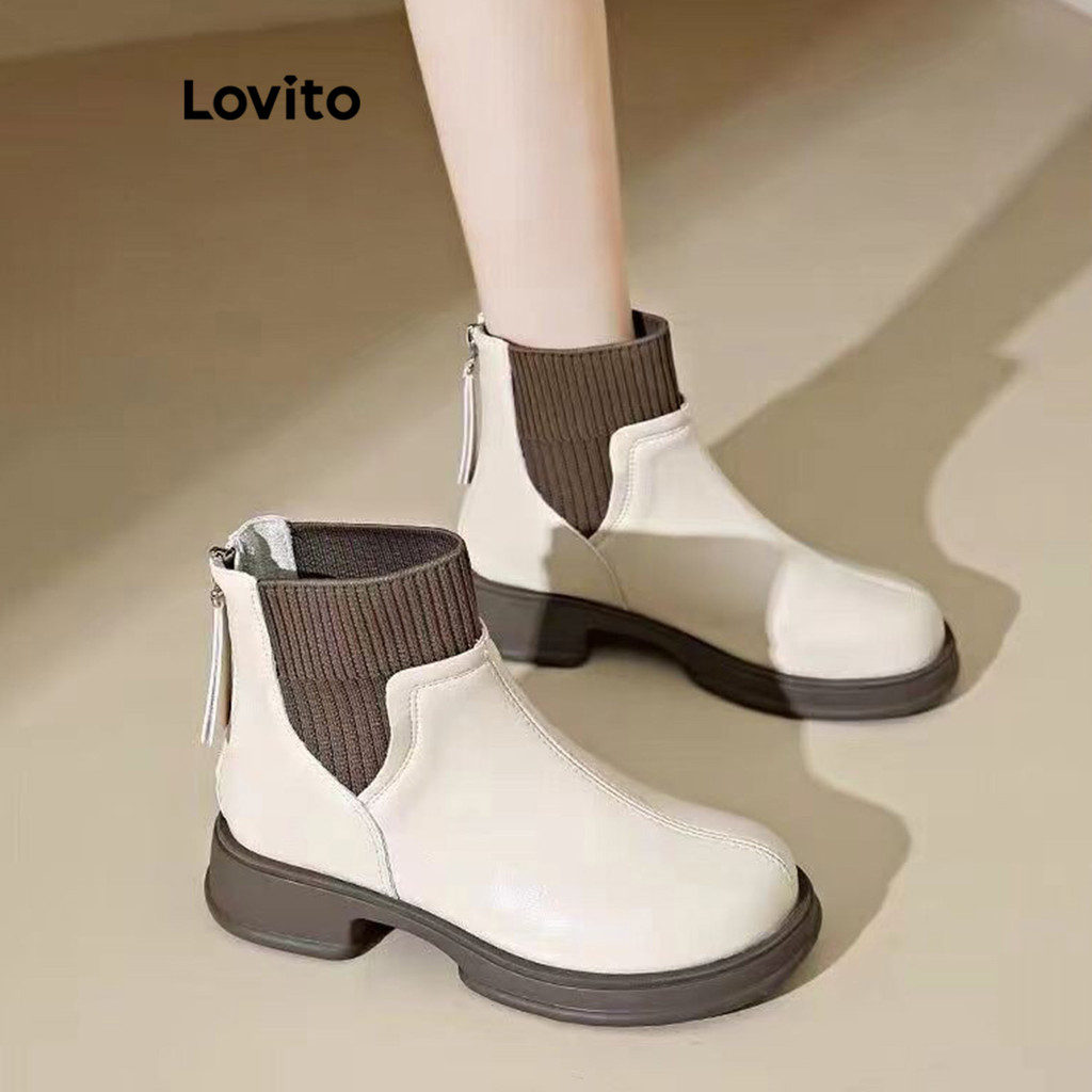 Comfortable Fashion Boots For Women 2026.Lovito Women Casual Plain Comfortable Fashion Boots LFA45155 | Shopee ...