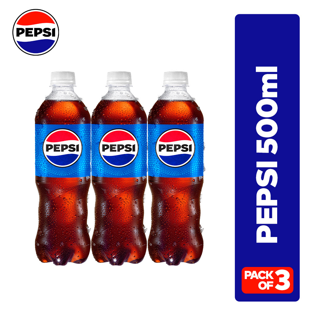 Pepsi Regular Cola 500ml PET Bottle - Pack of 3 | Shopee Philippines