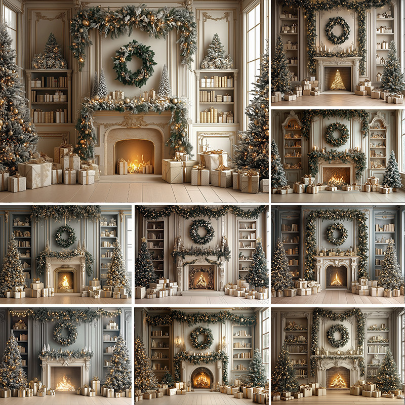 Christmas Fireplace Backdrops Kids Family Photography Child Adult ...