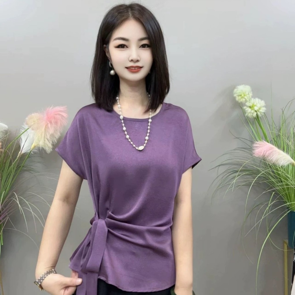 Fashion Versatile Shirt New Sleeve Age-Reducing Plus Size Loose Fit T ...