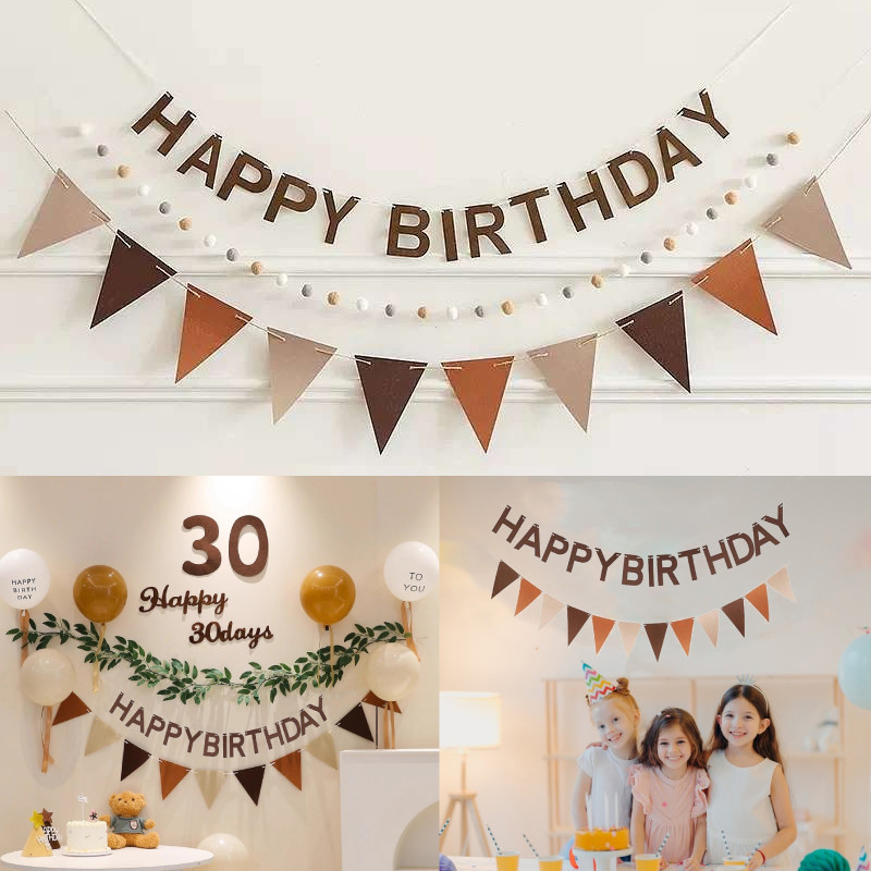 Happy Birthday Banner Birthday Party Felt Banner String Home Decoration ...