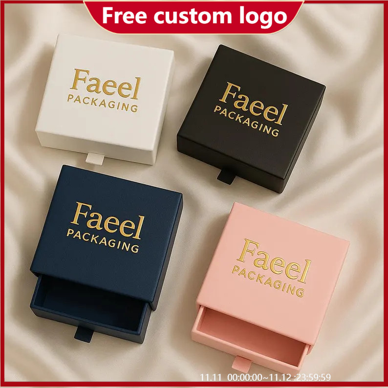 1PCS Free Custom Logo Paper Box Necklace Ring Box With Sponge Drawer ...