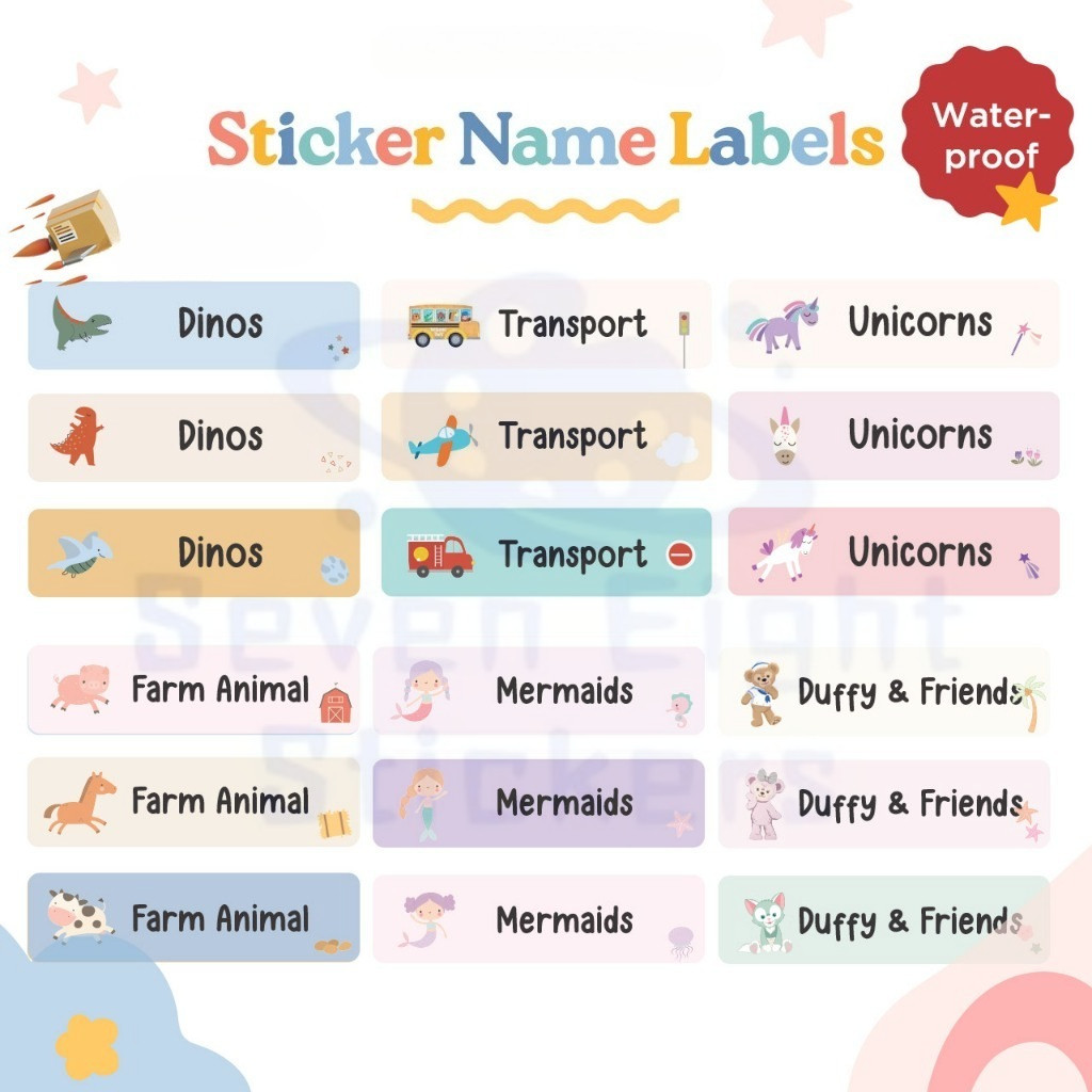 Personalized 48 piece waterproof name label | Customized stickers for ...