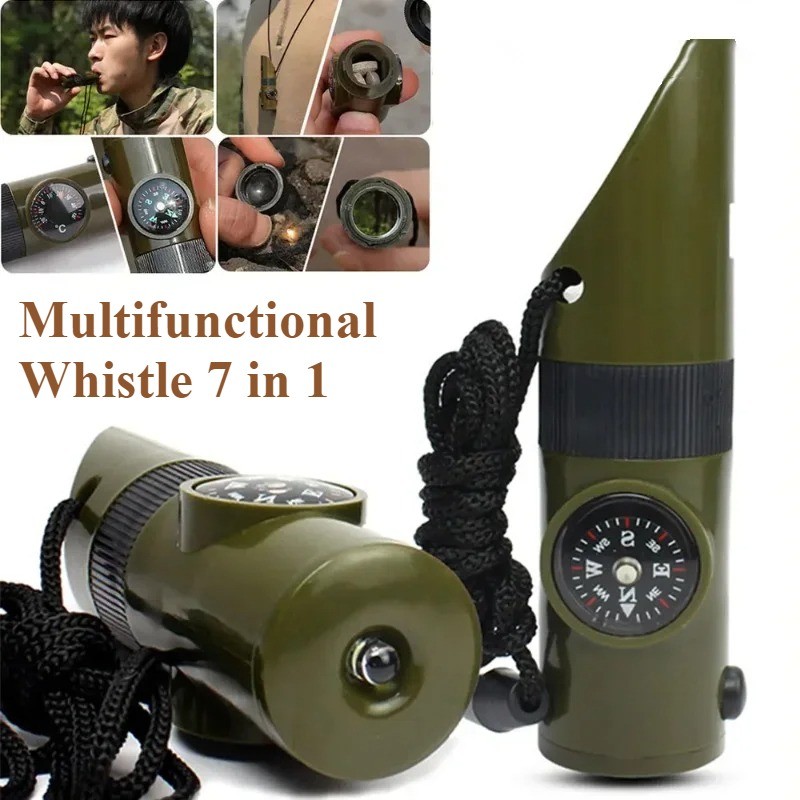 Multifunctional Whistle 7 in 1 Survival Bush Craft Trekking Compass ...