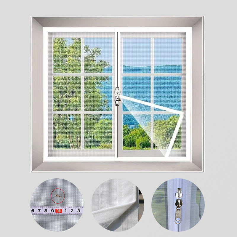 Customized home white mosquito screen window self-adhesive zipper ...