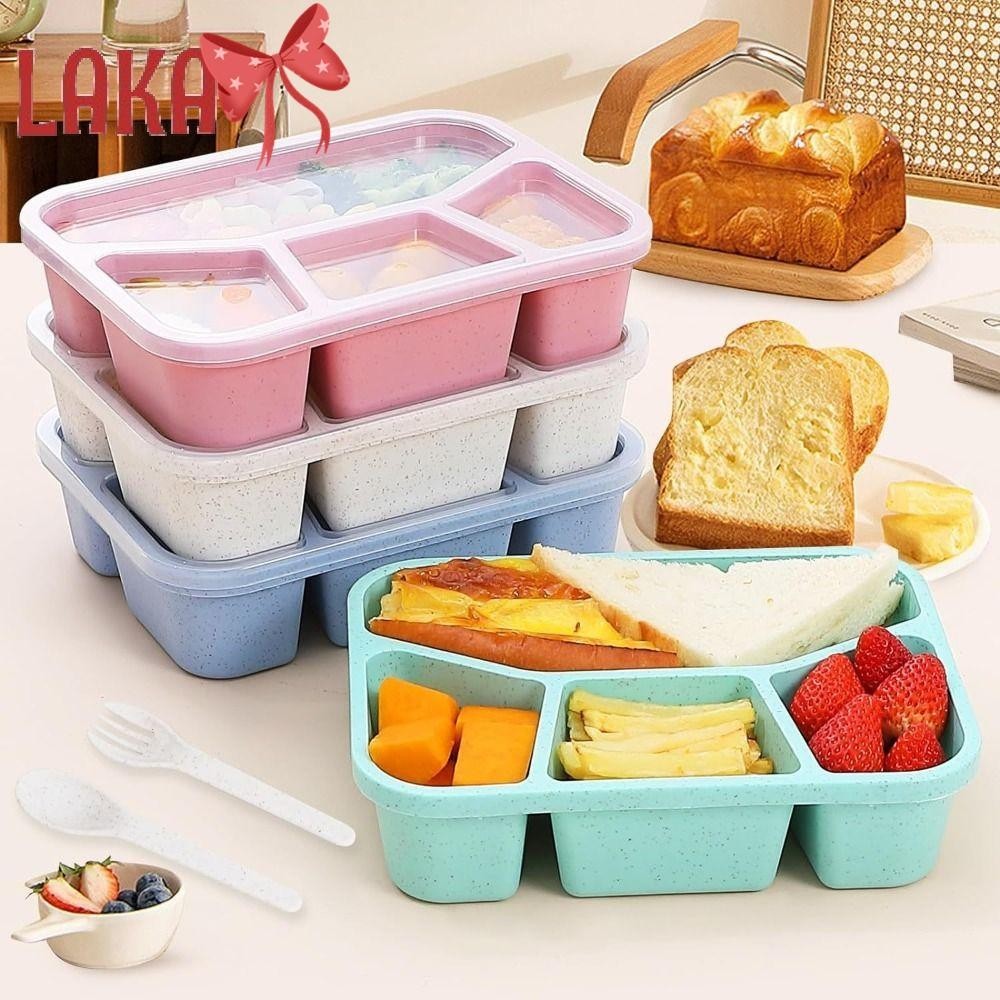 LAKA Kids Bento Box, 4 Compartments Travel Snack Storage Stackable ...