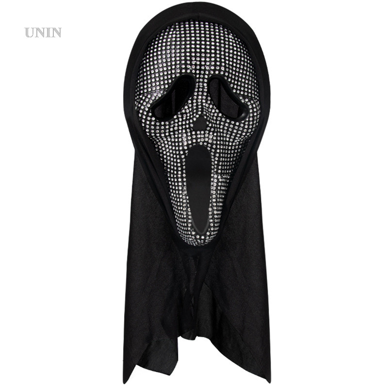 UNIN Halloweens Scream Ghost Face Masks With Rhinestones COS Makeup ...