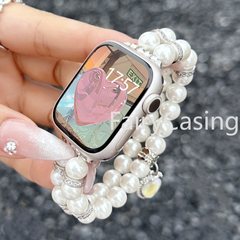 Luxury Pearl Band for Apple Watch 49mm Ultra2 45mm 42mm 40 44 mm Women