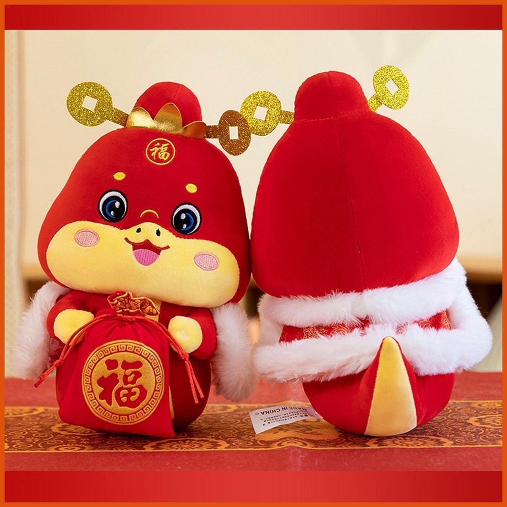 Snake Plush Toy Good Luck Snake Toys Super Soft Red 2025 Year Of The ...