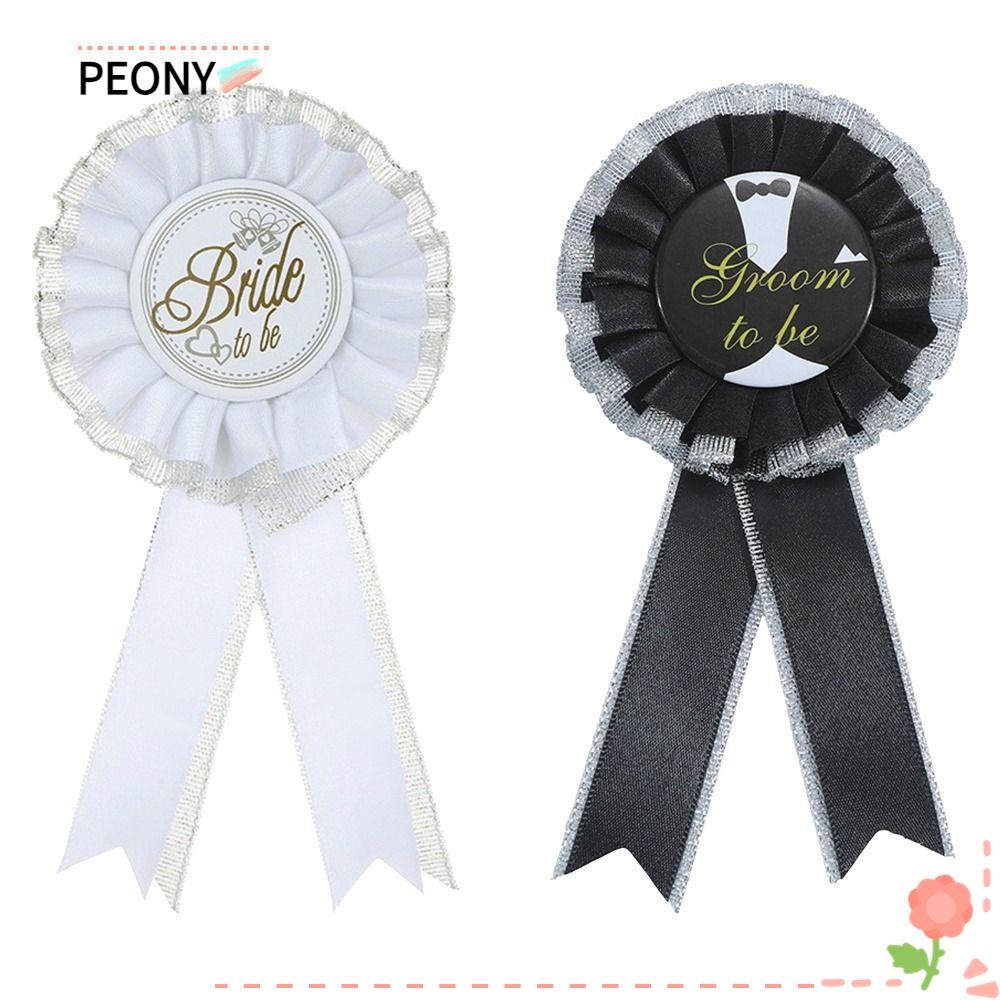 PEONY Badge, White Black Bride, Bridal Shower Prom Party Props Party ...