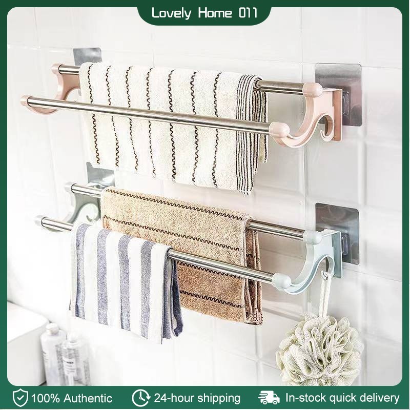 Strong Paste Dual Layer Suction Towel Rack Punch-free Hook Holder for ...