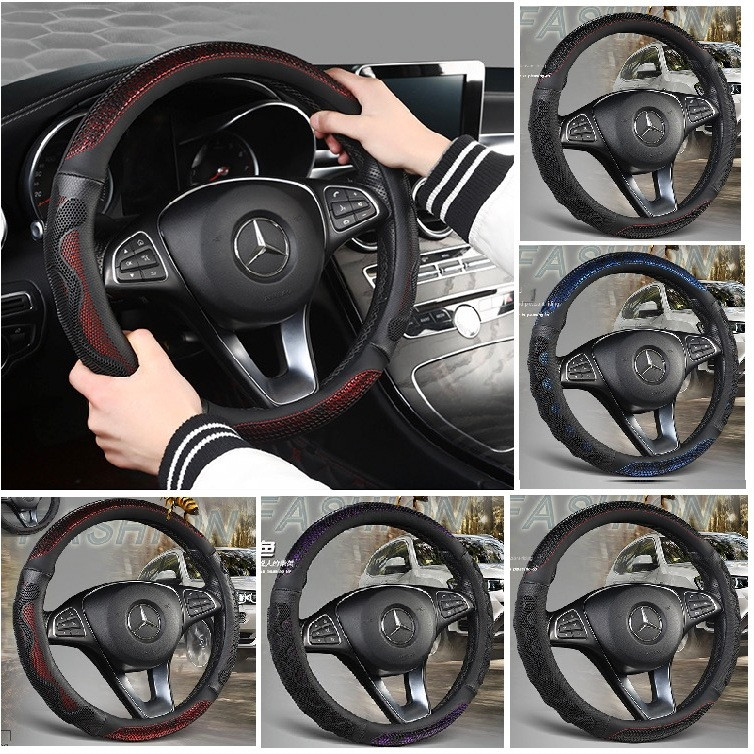 AUTOXBERT Carbon Fiber Sport Car Steering Wheel Cover Sports Steering Wheel Non-Slip Leather Car - Foto 4