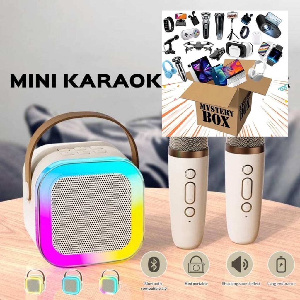 Bluetooth Karaoke Machine With Two Wireless Microphone Portable Speaker ...