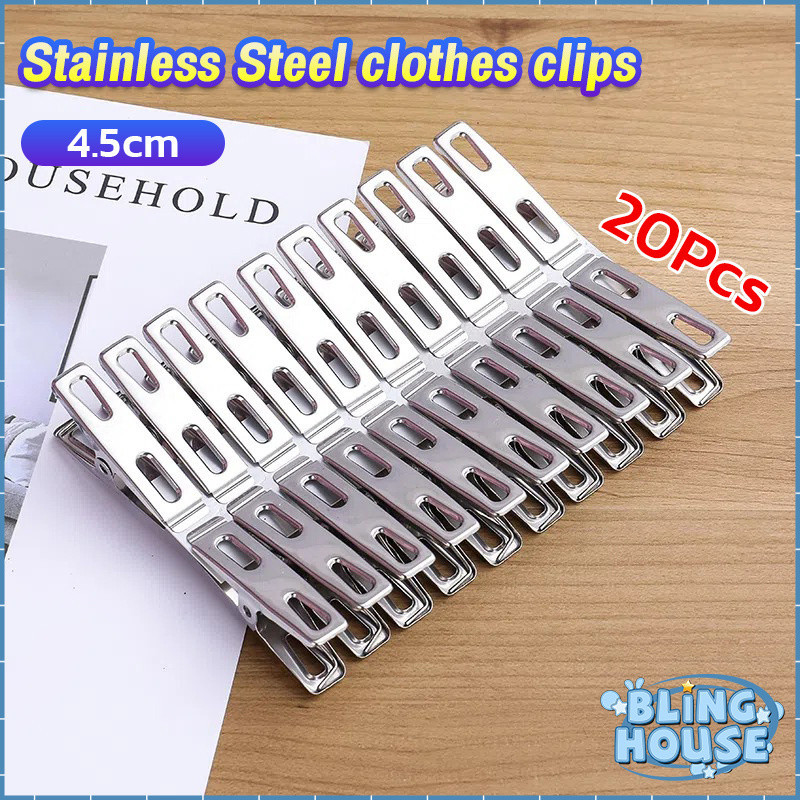 Bling 20Pcs Clothes Clips Stainless Steel Metal Sealing Clip Socks ...