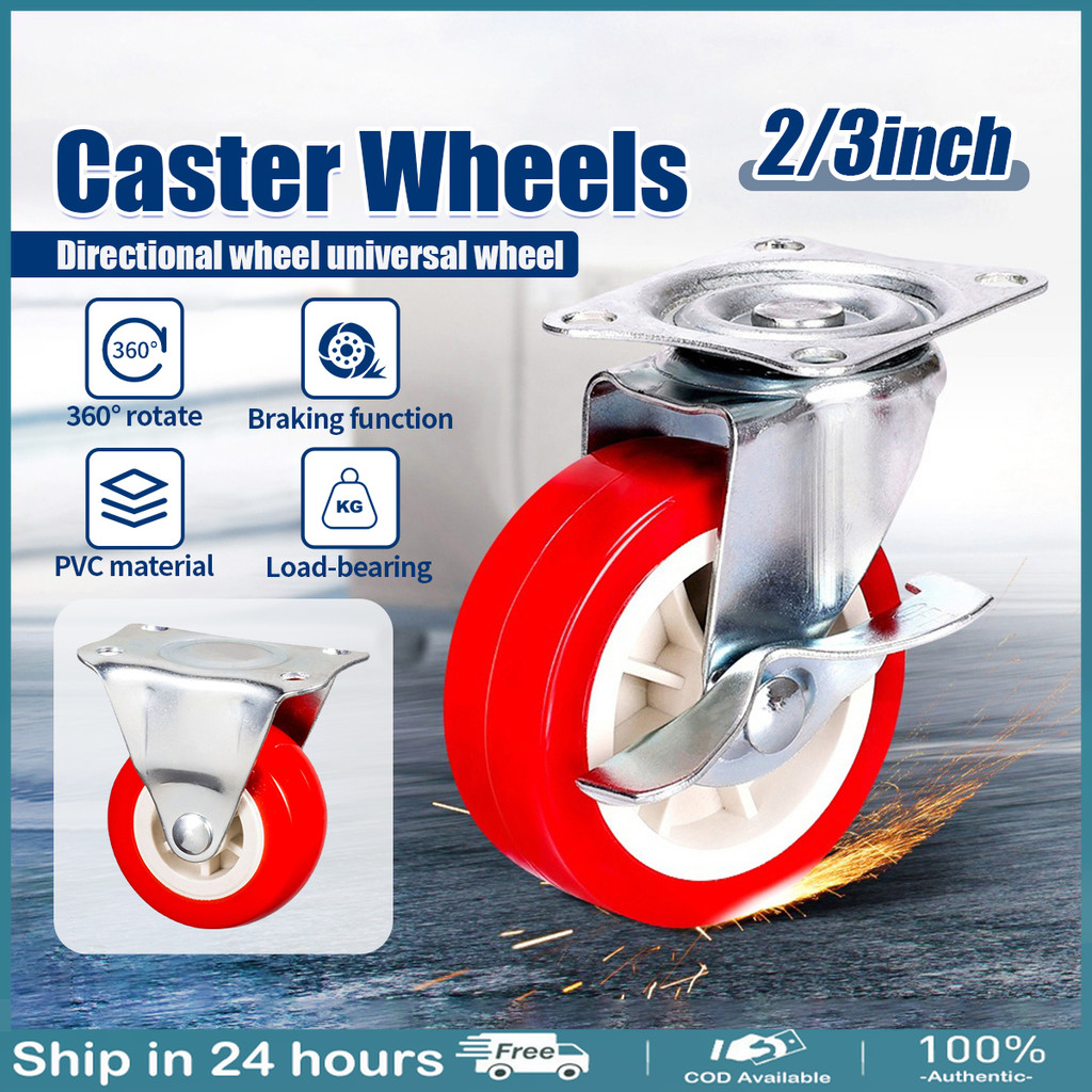 Heavy Duty Casters Wheel 2/3Inch Cart Wheel PVC Swivel Wheels universal ...