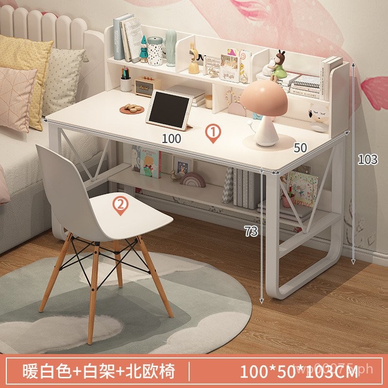 Desk Bookshelf Integrated Computer Office Table Girl Bedroom and ...