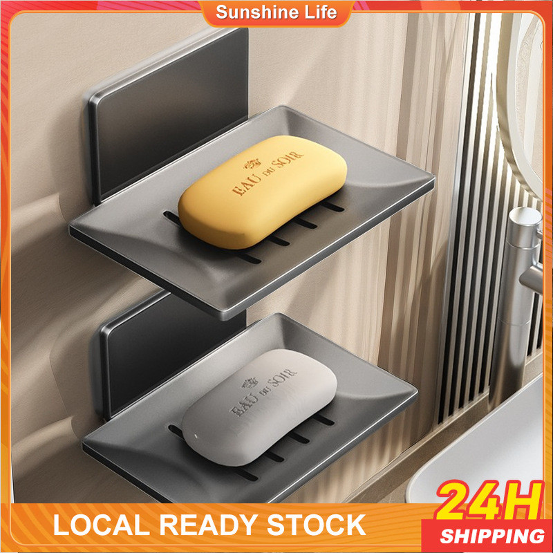 Space Aluminum Soap Holder Bathroom Shower Soap Drain Rack Soap Shelves ...