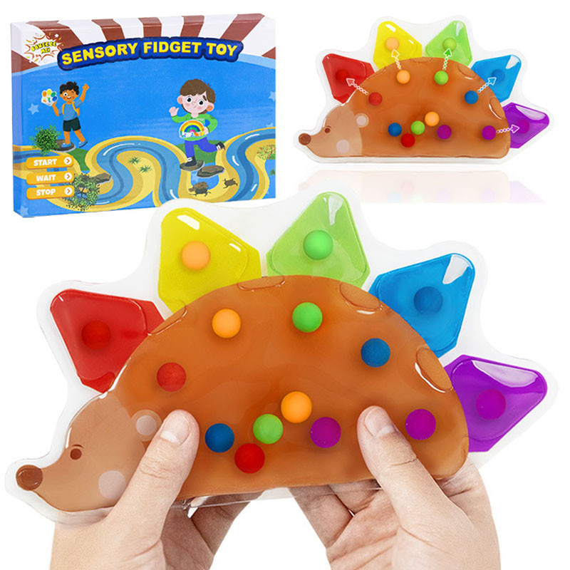 Hedgehog Rainbow Color Sorting Squeezing Bead Sensory Toys Educational Calm Down Montessori Toys ...