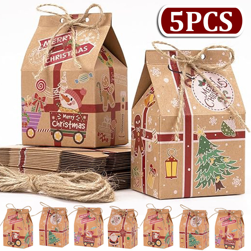 Christmas Gift Kraft Paper Packing Box - Cartoon Candy Cookie Packing ...