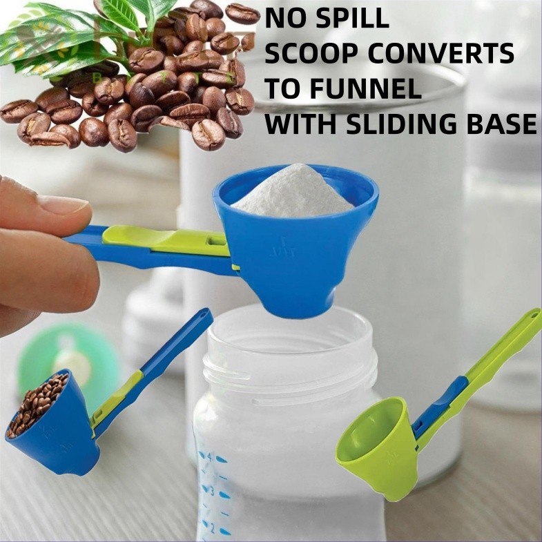 2PCS Coffee Scoop Funnel Milk Powder Spoon Sliding Design Kitchen