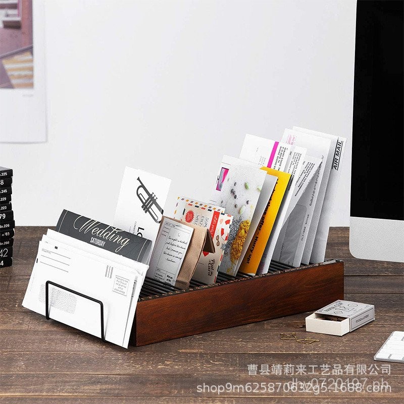 Storage Rack Office Wooden Desktop Organizer Desktop File Mail Desktop ...
