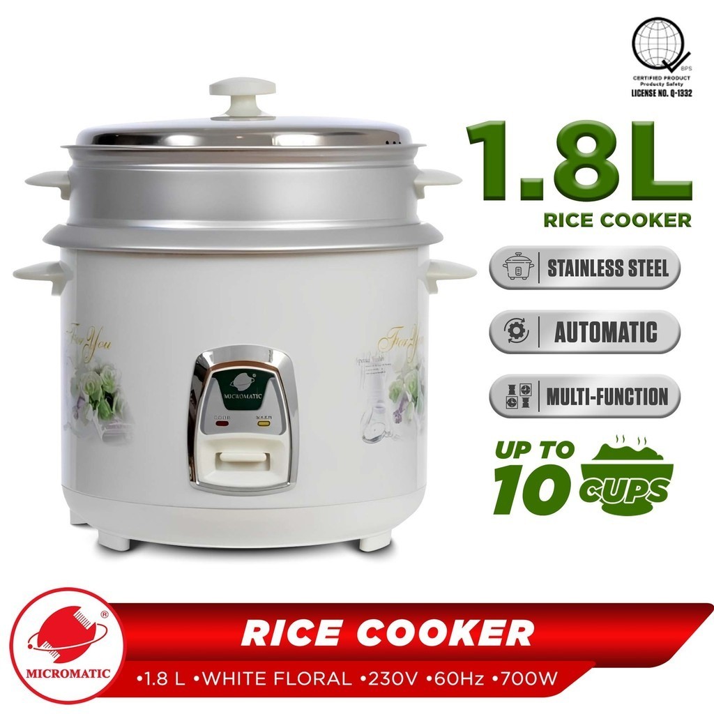 Micromatic Rice Cooker with Steamer 1.8L (8 to 10 person) - Gold Mind ...