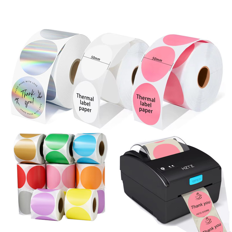 50mm Circle Thermal Sticker Label Self-Adhesive Round Thermal Label for ...