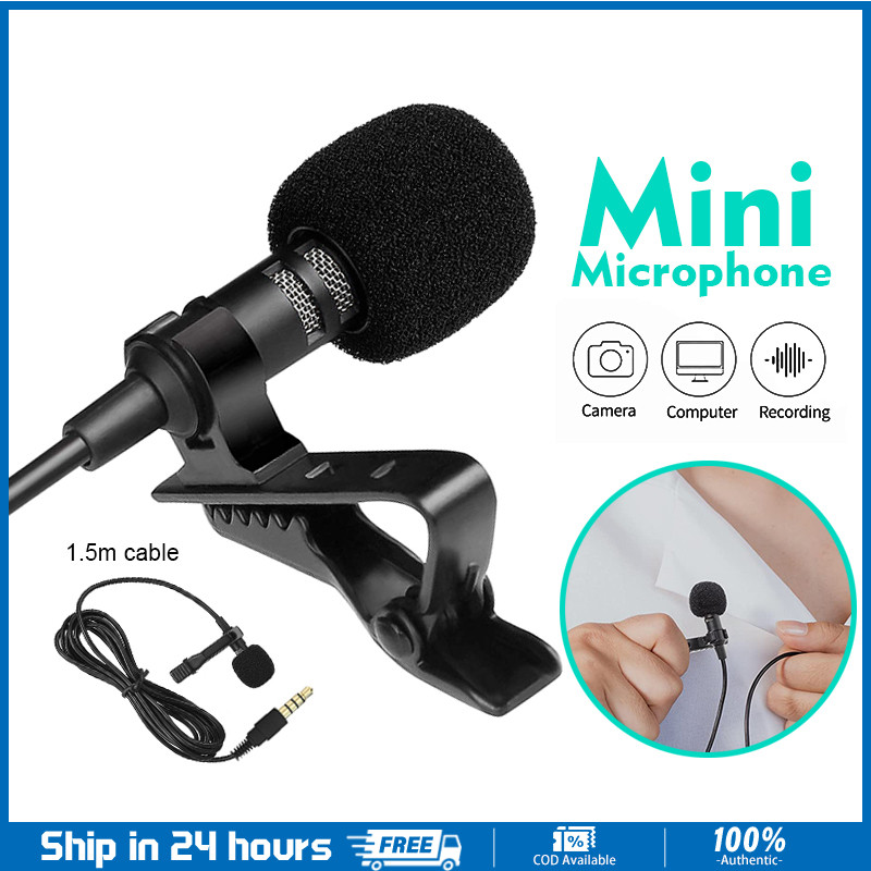 thumbnail image 2 of USB Mini Microphone Lapel Clip For Phone PC Laptop 1.5m Wired Condenser Mic Recording Noise 2 of 9