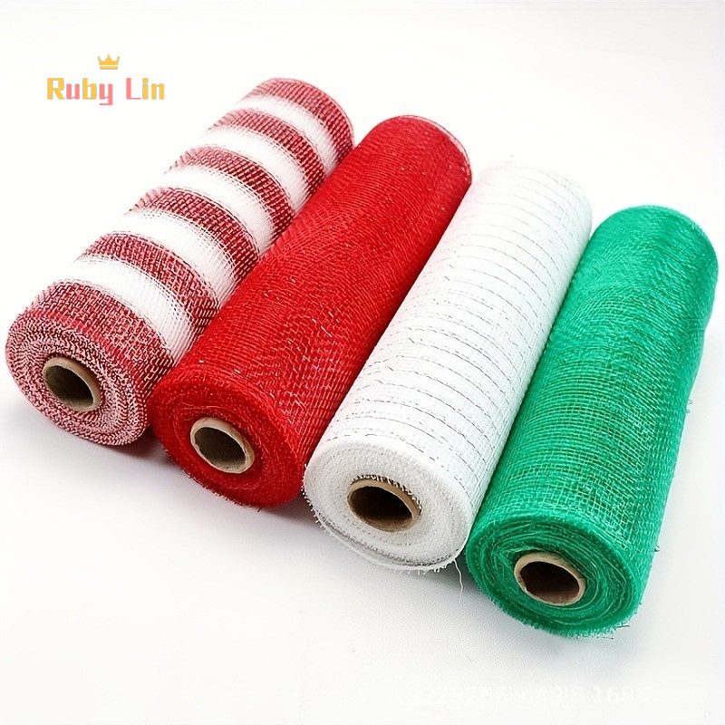Ruby Lin Christmas Mesh Ribbon Deco Metallic Fall Mesh Metallic Foil ...