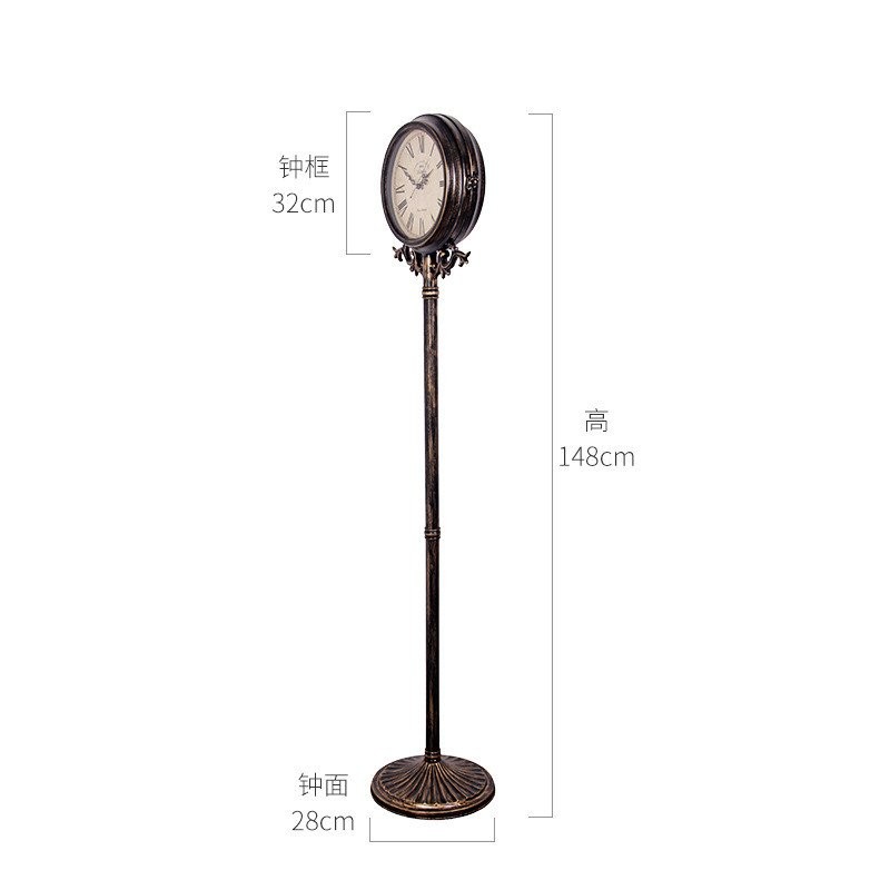 American Retro Large Living Room Mute the Grandfather Clock European ...