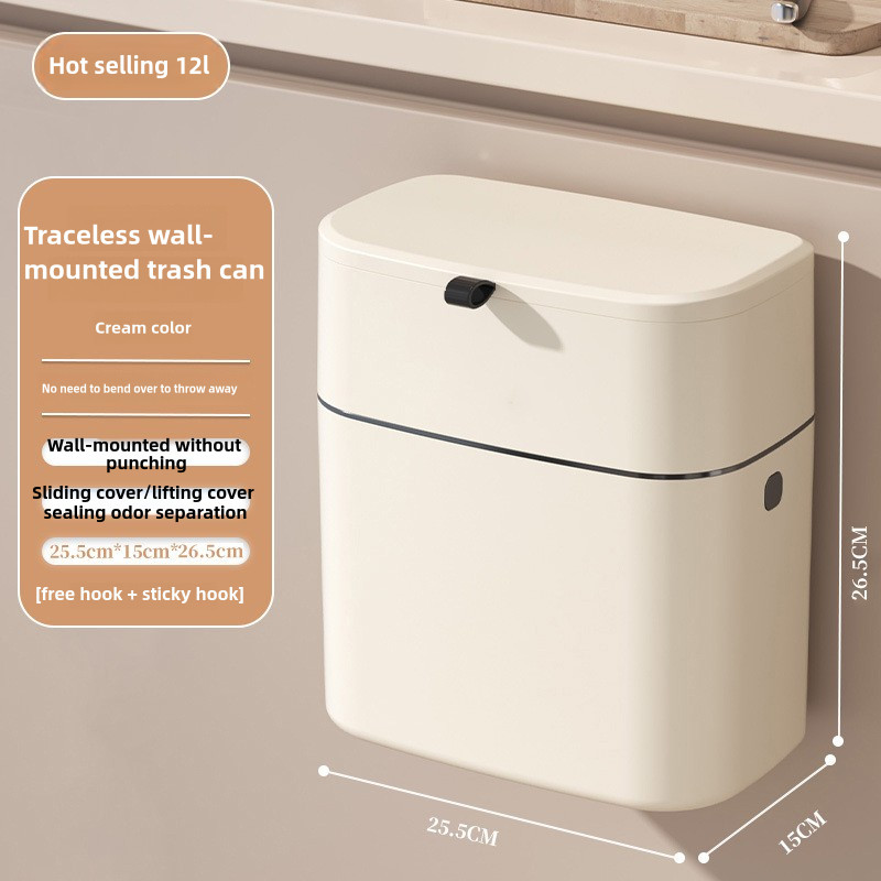 Plastic Flip Wall-Mounted Trash Can Bathroom Toilet Gap Wall-Mounted ...