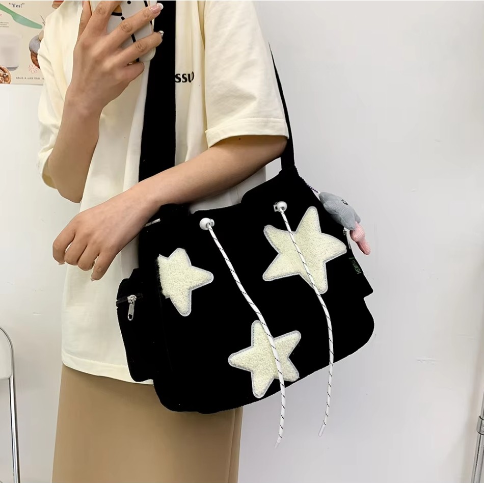 Korean New Fashion Star Pattern Corduroy Crossbody Bag Women Casual ...