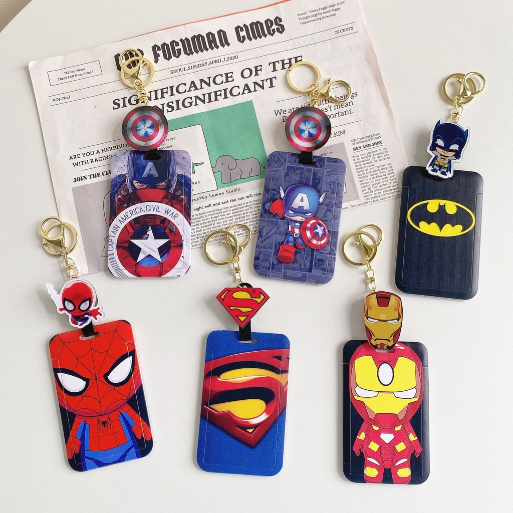 Captain America Card Holder Retractable Lanyard Meal Card Credit ID ...