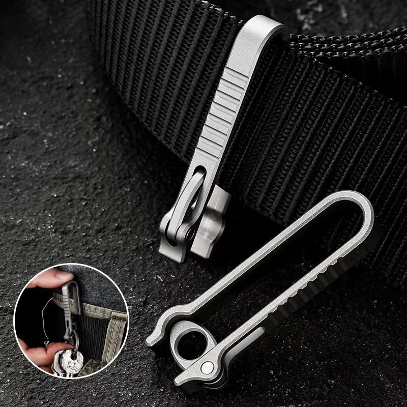 Mini Titanium Alloy Carabiner Spring Snap Hook - EDC Keychain Quick Release Buckle
