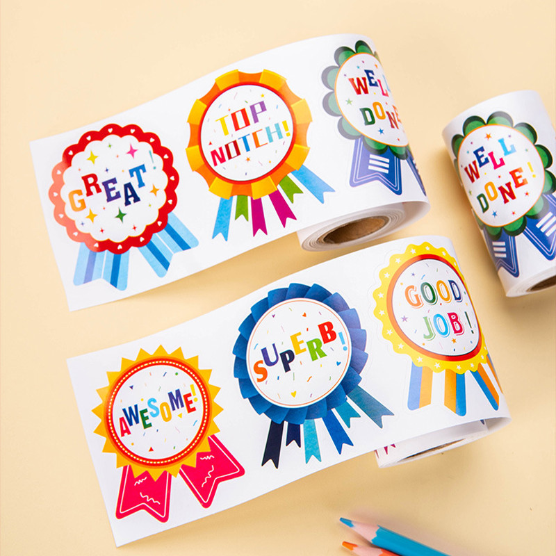 100pcs/roll Children's Adhesive Reward Sticker Student English ...