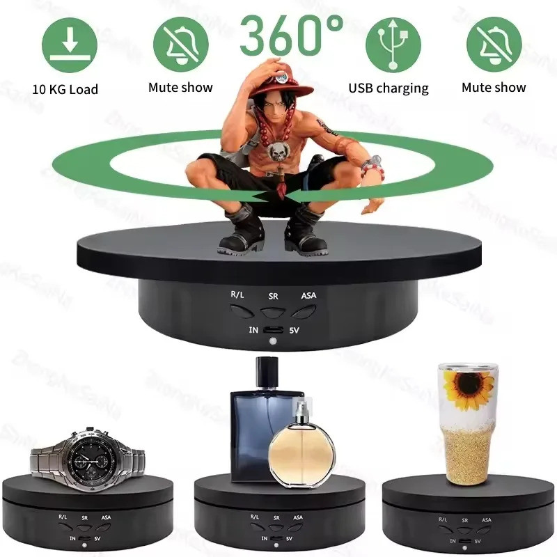 Motorized 360° Rotating Display Stand with USB-Powered Adjustable ...