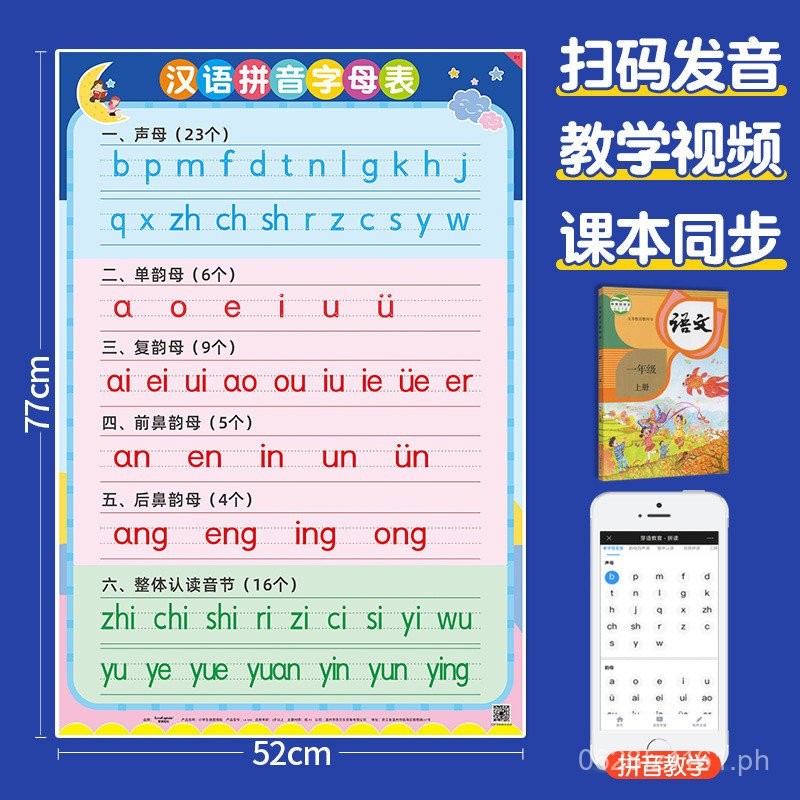 Wall Sticker Magic Tool for Training Phonics Learning Chinese Chart ...