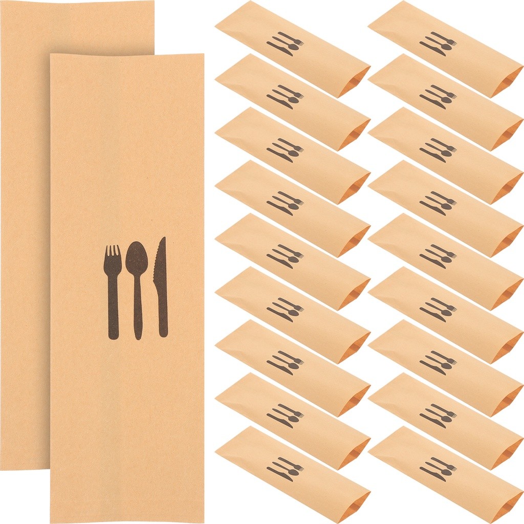 100 Pcs Kraft Paper Cutlery Set Silverware Holder for Party Bags ...