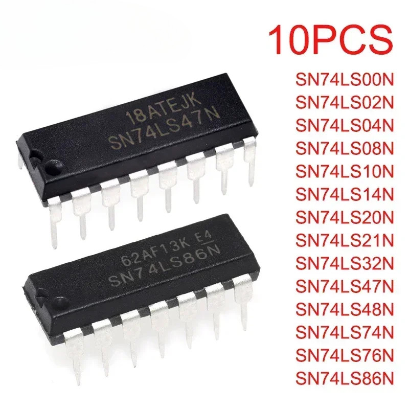 10pcs HD74LS10P 74LS10 SN74LS10N – Triple 3-Input NAND Gate – DIP-14 IC