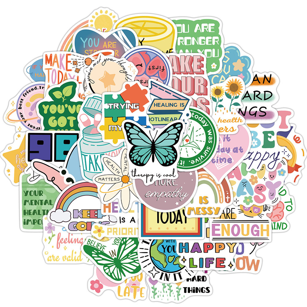 [Large sticker]50pcs Mental health Stickers Decals for Water Bottle ...
