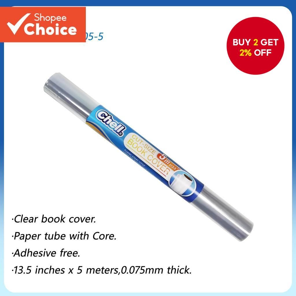 1 Pack.Clear book cover, Paper tube with Core, Adhesive free，13.5 ...