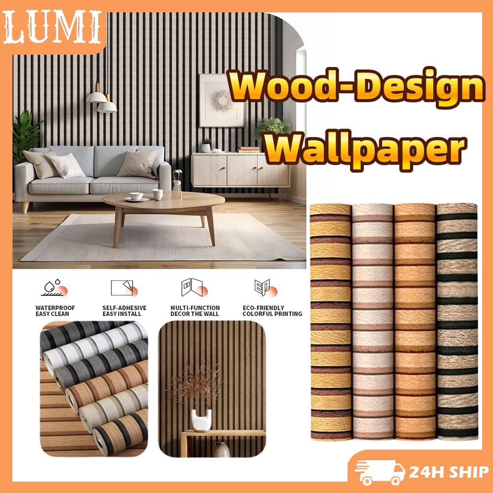 3M*45CM PVC Waterproof Self-Adhesive Wallpaper Creative Imitation Wood ...