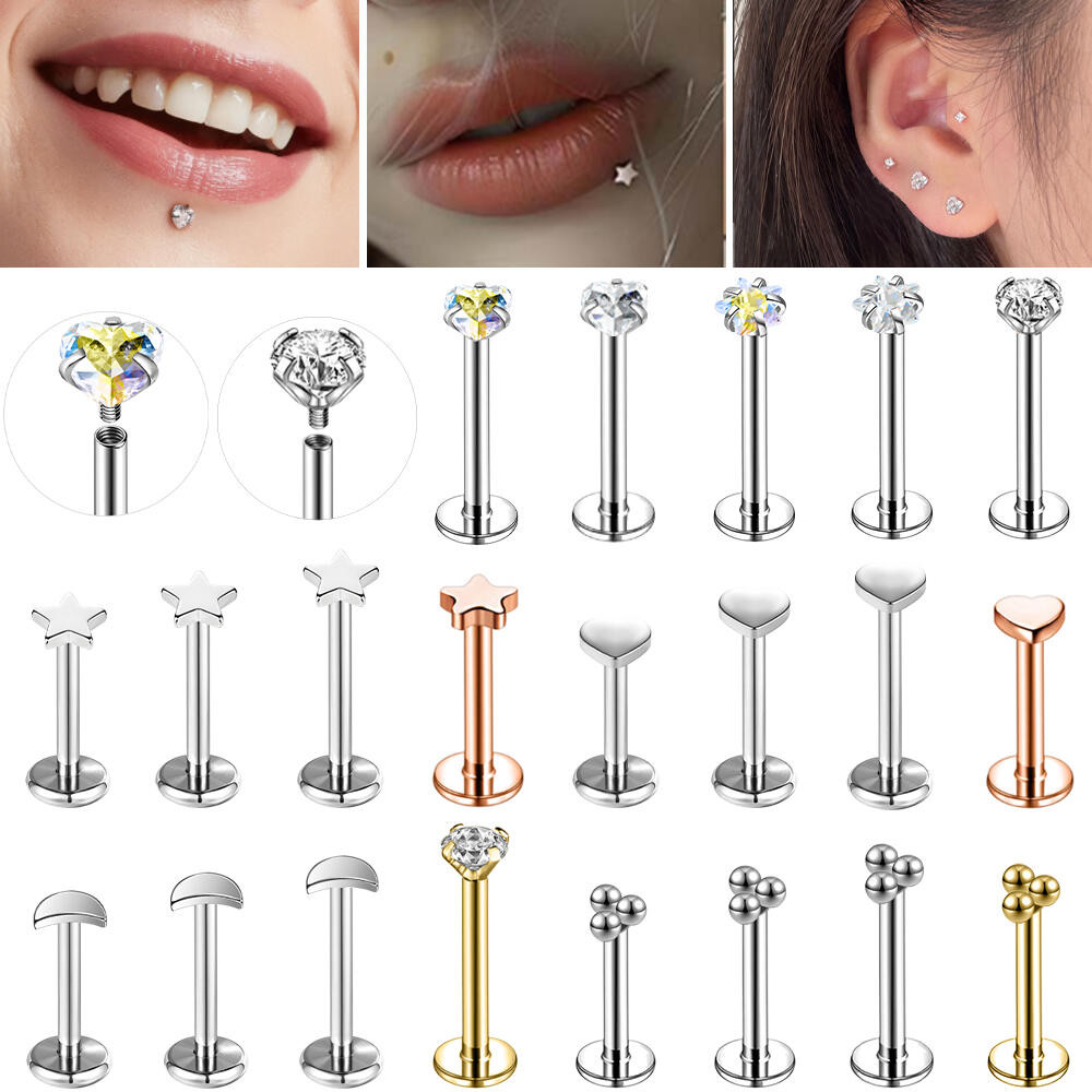 OUFER Body Piercing Corps Barre Lèvre Écrou 16G Bijoux Piercing