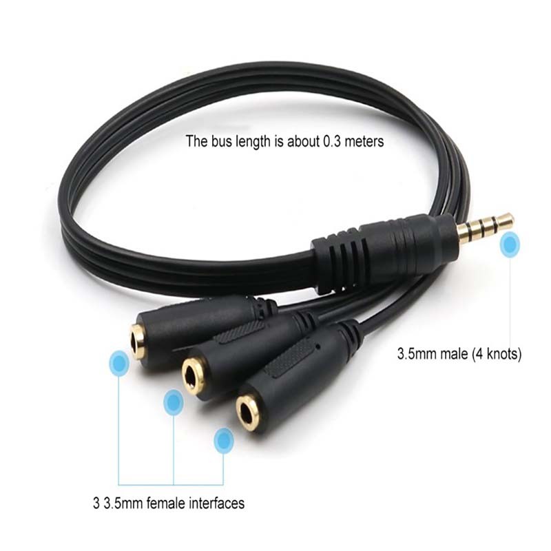 Aux Audio Splitter – 3,5 Mm Jack Naar 3 Uitgangen, Voor Hoofdtelefoon En Gaming Headset