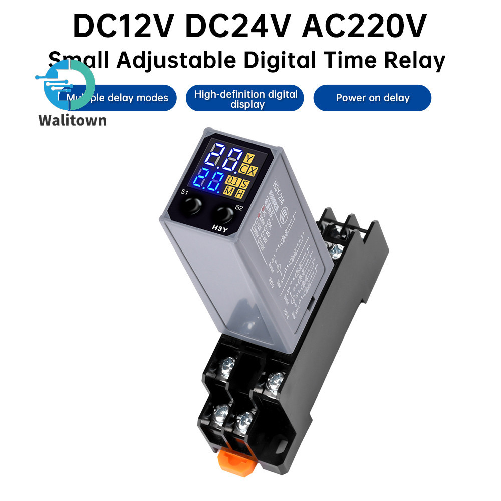 DC12/DC24V AC220V Miniature Adjustable Digital Display Time Relay Cycle ...