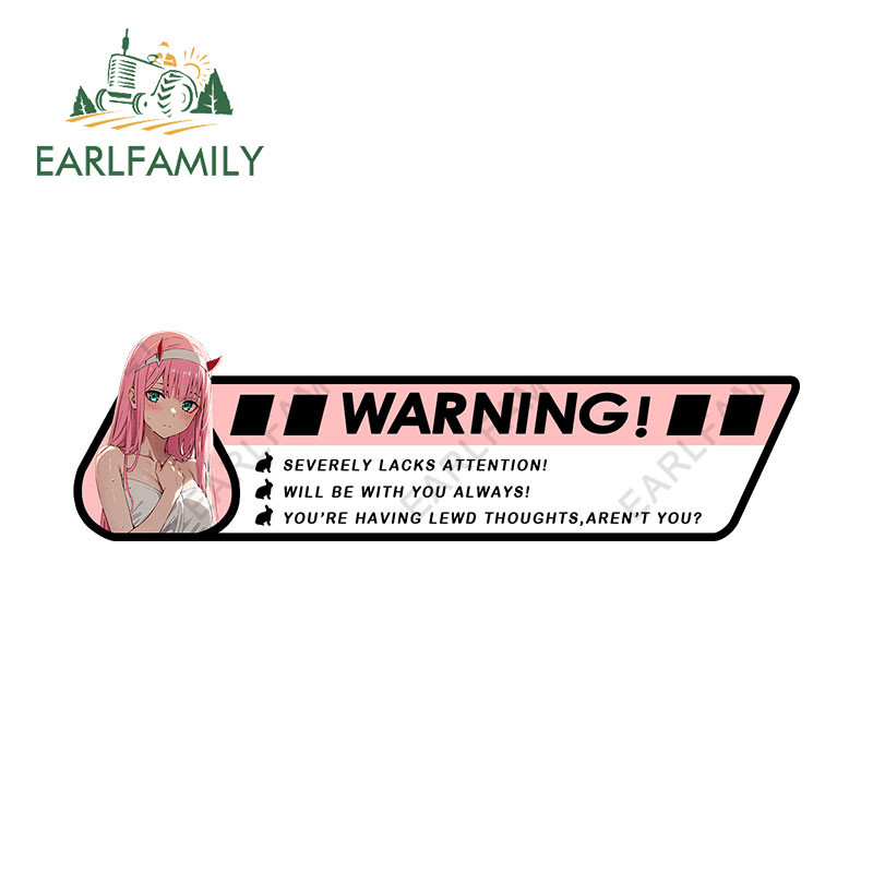 EARLFAMILY 13cm x 3.8cm Zero Two Anime Warning Car Sticker Warning ...