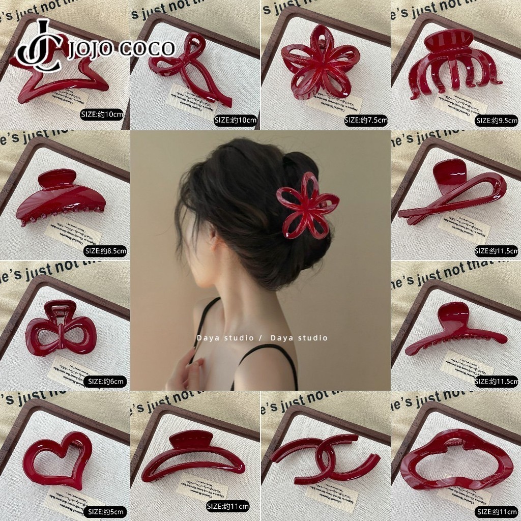 CHOKO Crimson Printed Fabric Bow Hairclip Set - Set of Two Hairclips (Red, Blue, White)