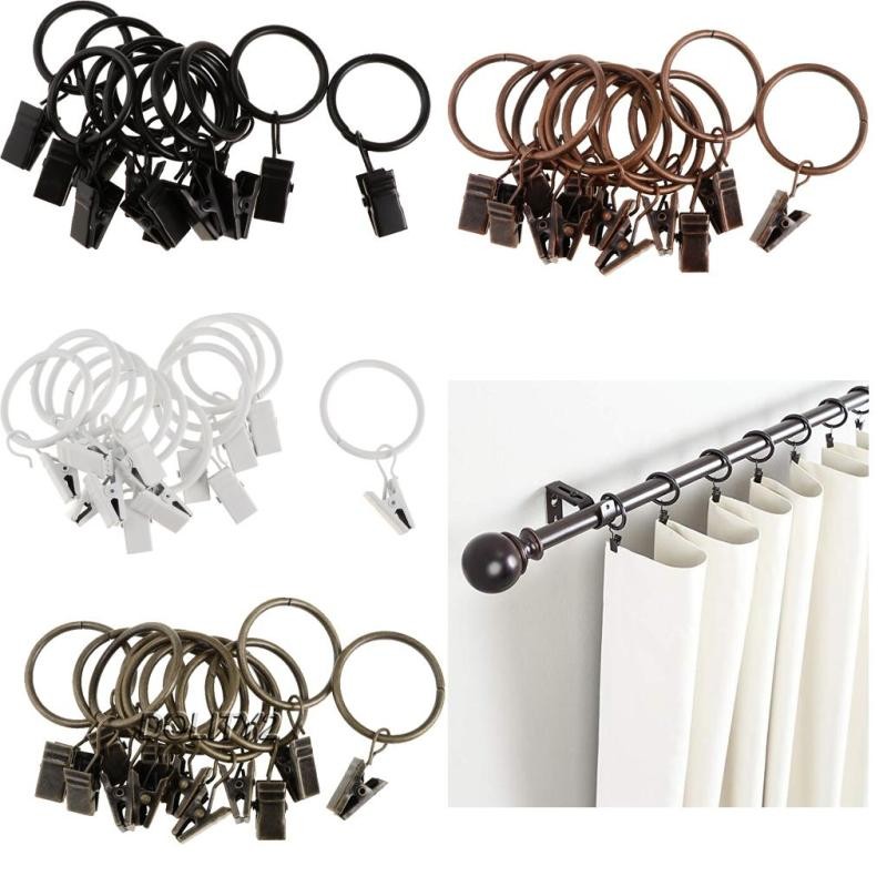 Drapery Curtain Clips with Rings Set of 12 Rings Curtains Eyelets Hooks ...