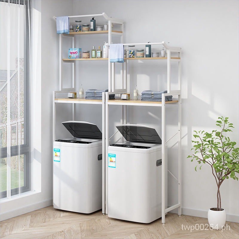 Washing Machine Rack Wave Wheel Storage Rack Flip-Top Balcony Toilet ...