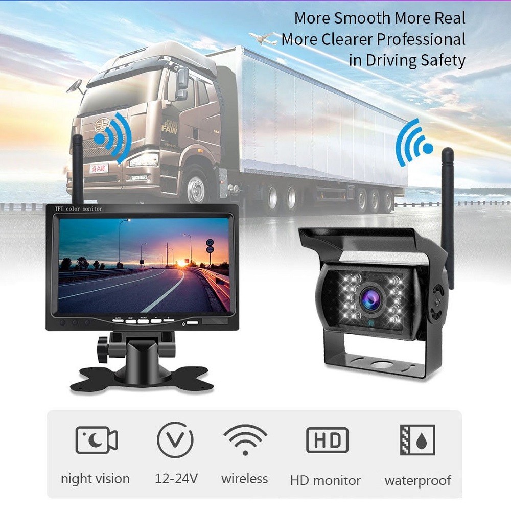 7 Inch Monitor Wireless Rear View Backup Camera Night Vision System for ...